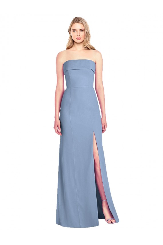 Cheap Trumpet Full Length Strapless Chiffon Bridesmaid Dress with Slit Canada