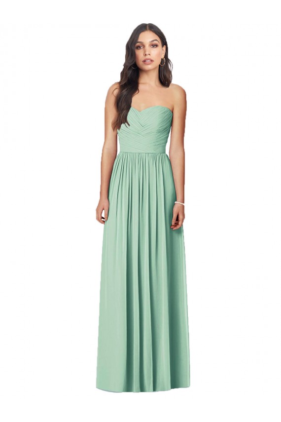 Cheap Draped Sweetheart Strapless Long Chiffon Bridesmaid Dress Canada