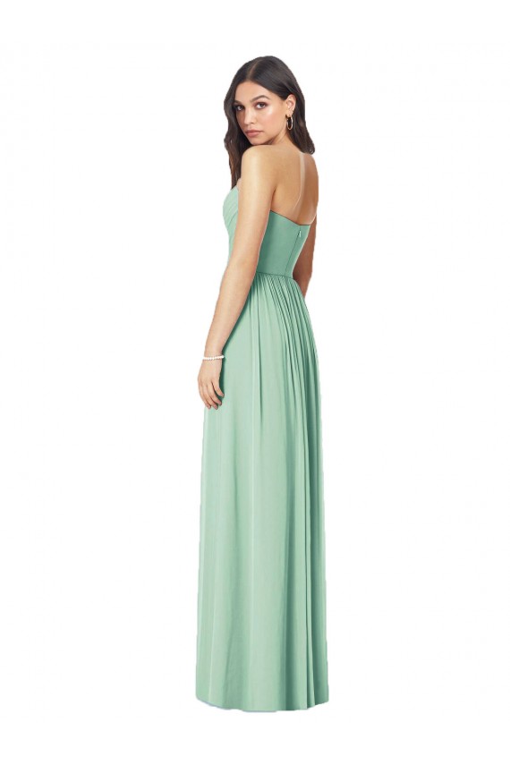 Cheap Draped Sweetheart Strapless Long Chiffon Bridesmaid Dress Canada