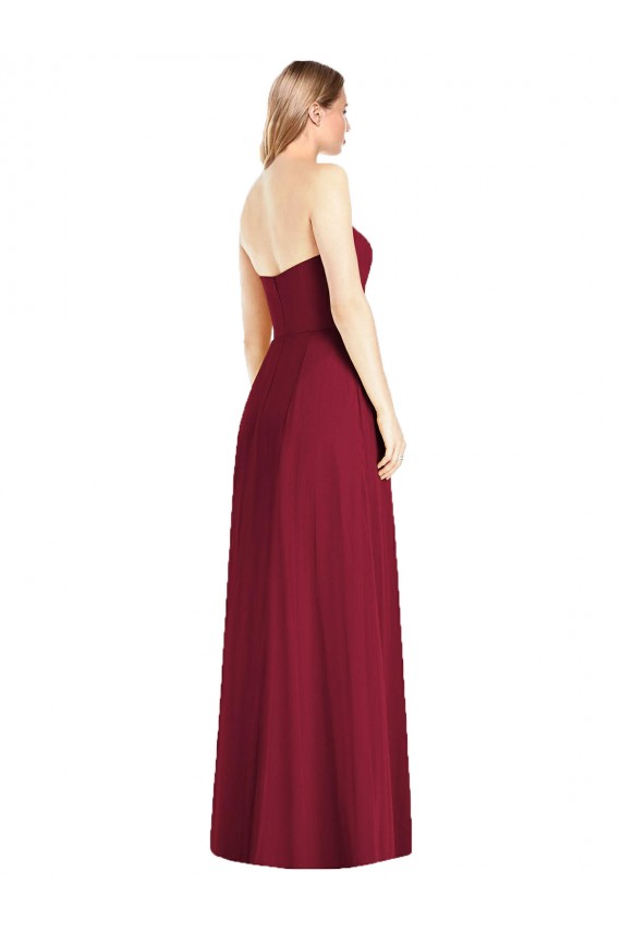 Cheap Strapless Notch Chiffon Maxi Bridesmaid Dress Canada