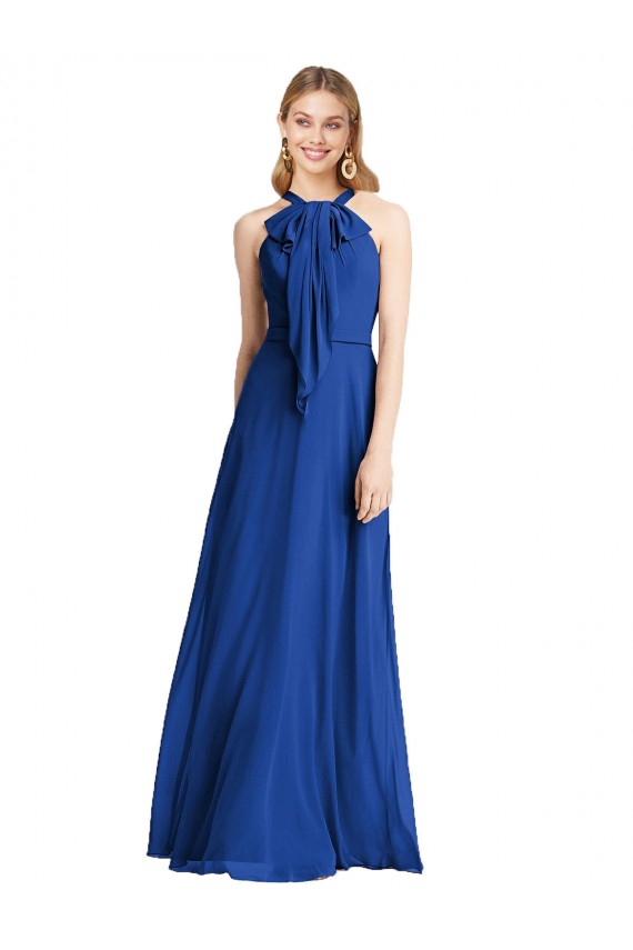 Cheap Plunging V-Back Long Full Length Chiffon Bridesmaid Dress Canada