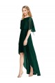 Cheap Plunging V Back Flutter Sleeves Cocktail Length Chiffon Bridesmaid Dress Canada