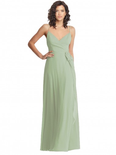 Cheap V-Neck Low Back Maxi Formal Wrap Chiffon Bridesmaid Dress Canada