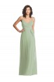 Cheap V-Neck Low Back Maxi Formal Wrap Chiffon Bridesmaid Dress Canada