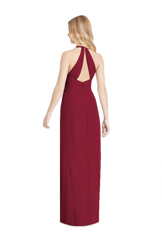Cheap V-Neck Halter Chiffon Maxi Formal Bridesmaid Dress Open Back Canada