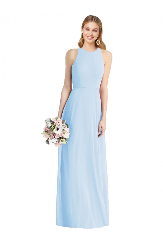 Cheap Sleeveless Halter Chiffon Maxi Bridesmaid Dress Canada