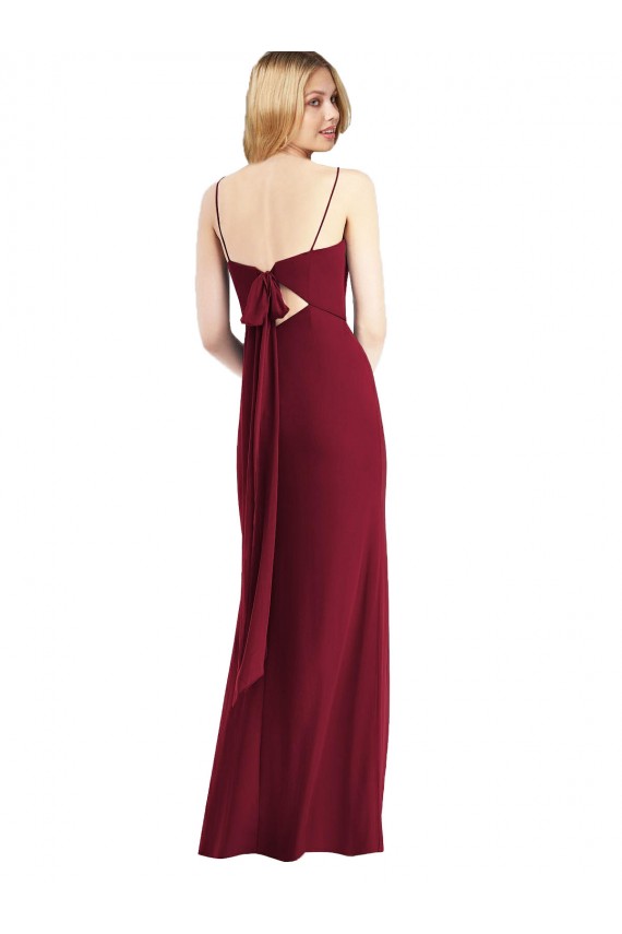 Cheap Tie-Back Cutout Trumpet Chiffon Bridesmaid Dress with Front Slit Canada