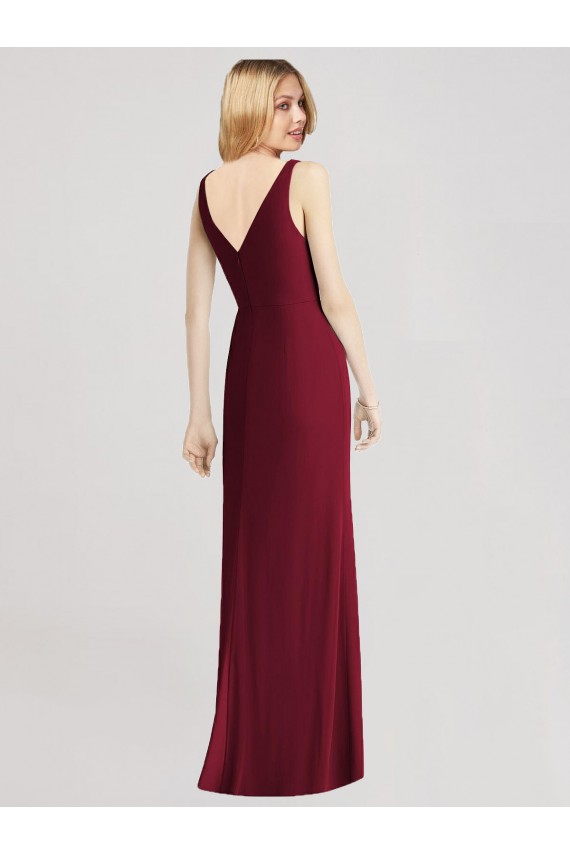 Cheap Sleeveless V-Back Long Trumpet Chiffon Bridesmaid Dress Canada