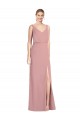 Cheap Blouson Bodice Chiffon Bridesmaid Dress with Front Slit Canada