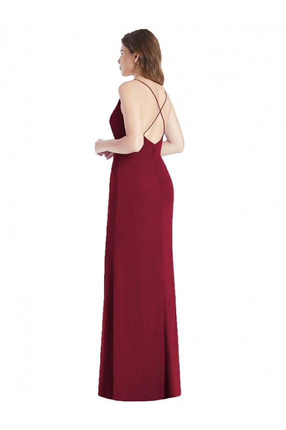 Cheap Criss Cross Back Mermaid Wrap Chiffon Bridesmaid Dress Canada