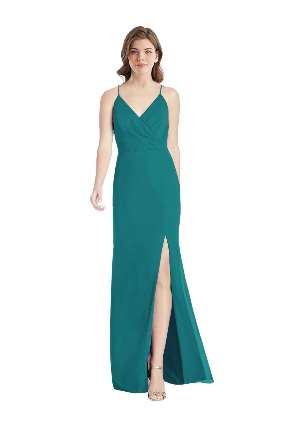 Cheap Criss Cross Back Mermaid Wrap Chiffon Bridesmaid Dress Canada