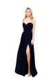 Cheap Draped A-Line Chiffon Formal Bridesmaid Dress with Spaghetti Straps and High Slit Canada