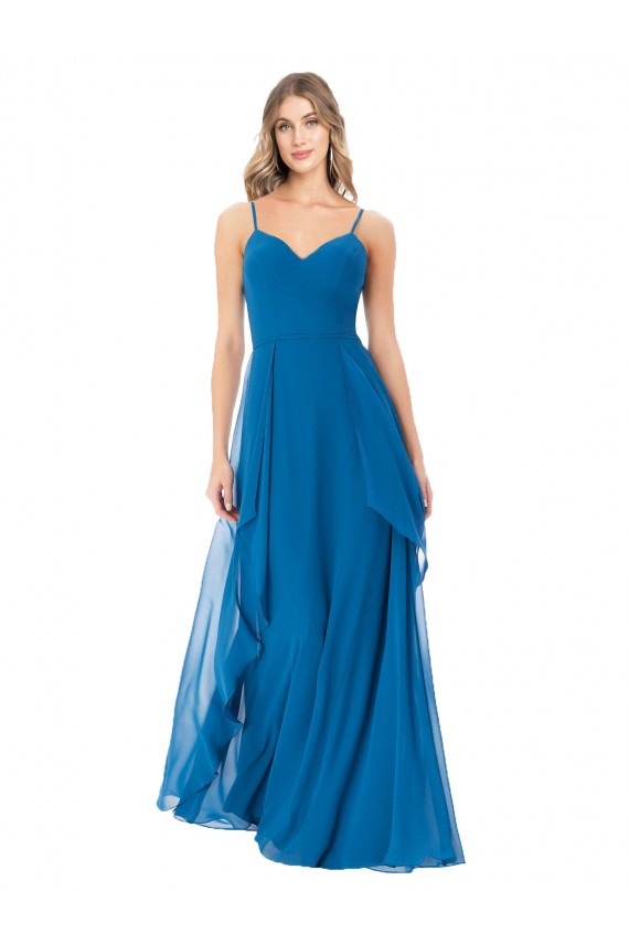 Cheap Simple Sweetheart Chiffon Bridesmaid Dress with Cascading Overlay Canada