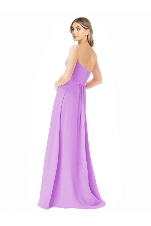 Cheap Draped Strapless Floor Length Chiffon Bridesmaid Dress Canada