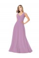 Cheap Simple Chiffon V-Neck Bridesmaid Dress with Draped V-Back Canada