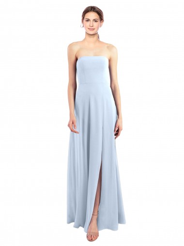 Cheap Fitted Strapless Full Length Chiffon Bridesmaid Dress with Front Slit Canada