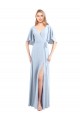 Cheap V-Neckline and Cascading Flutter Sleeves Chiffon Bridesmaid Dress with Front Slit Canada
