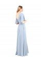 Cheap V-Neckline and Cascading Flutter Sleeves Chiffon Bridesmaid Dress with Front Slit Canada