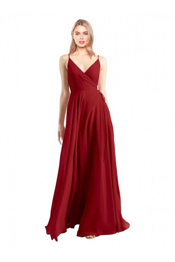 Cheap A-Line Spaghetti Straps V-Neckline Chiffon Bridesmaid Dress Open Back Canada