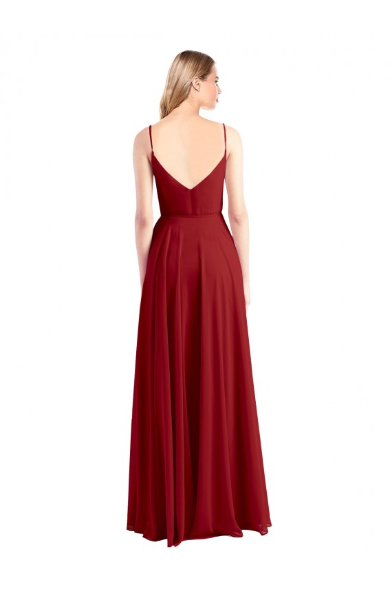 Cheap A-Line Spaghetti Straps V-Neckline Chiffon Bridesmaid Dress Open Back Canada