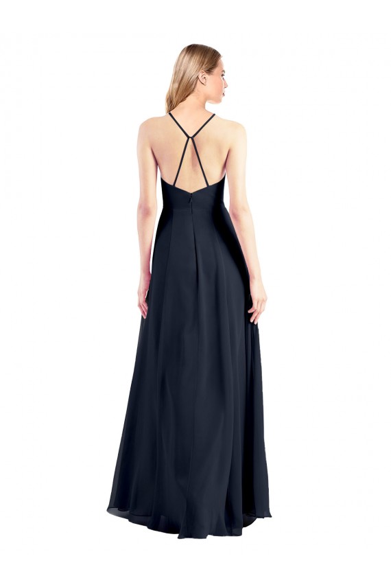 Cheap Plunging V-Neckline Halter Chiffon Wrap Bridesmaid Dress / Prom Dress with High Slit Canada
