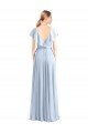 Cheap V-Neck A-Line Flutter Sleeves Long Chiffon Wrap Style Bridesmaid Dress Canada