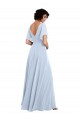 Cheap Split Flutter Sleeves V-Neck Chiffon Bridesmaid Dress with Open V-Back Canada