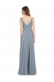Cheap Fitted V-Neckline Long Chiffon Bridesmaid Dress with V-Back Canada
