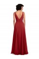 Cheap Fitted Plunging Deep V-Neck Long Chiffon Bridesmaid Dress with V-Back Canada