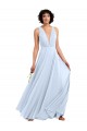 Cheap Daring Plunging V-Neck Long Chiffon Bridesmaid Dress with Pleated Bodice Canada