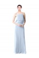 Cheap High Narrow Neck Long Chiffon Bridesmaid Dress with Tiered Ruffles Canada