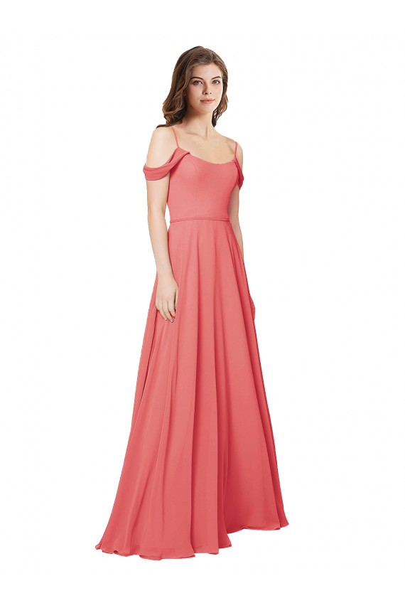 Cheap Draped Off the Shoulder Straps Chiffon Bridesmaid Dress Canada
