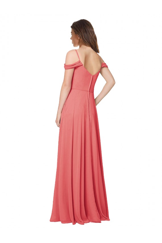 Cheap Draped Off the Shoulder Straps Chiffon Bridesmaid Dress Canada
