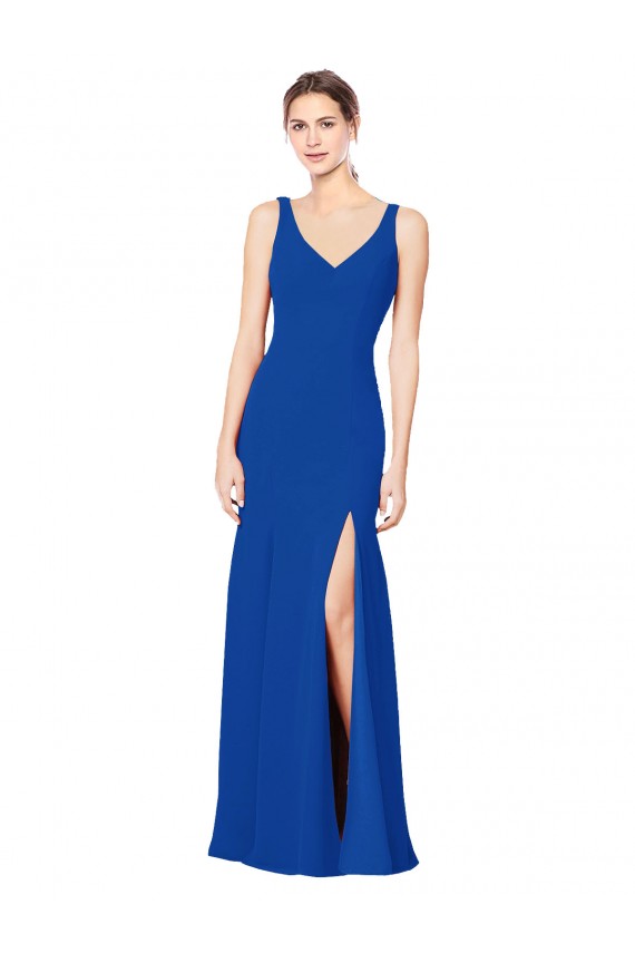 Cheap Low Back Sleeveless Chiffon Bridesmaid Dress with Side Slit Canada