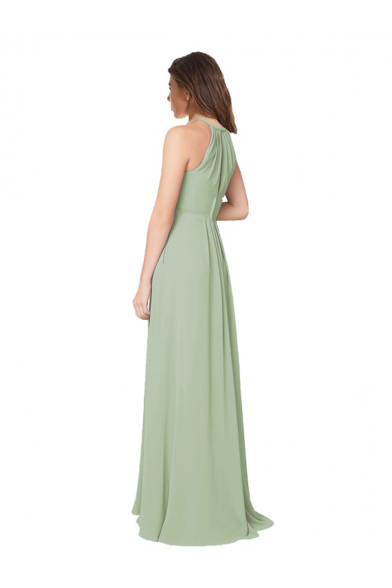 Cheap High Halter Neck Keyhole Chiffon Bridesmaid Dress Canada