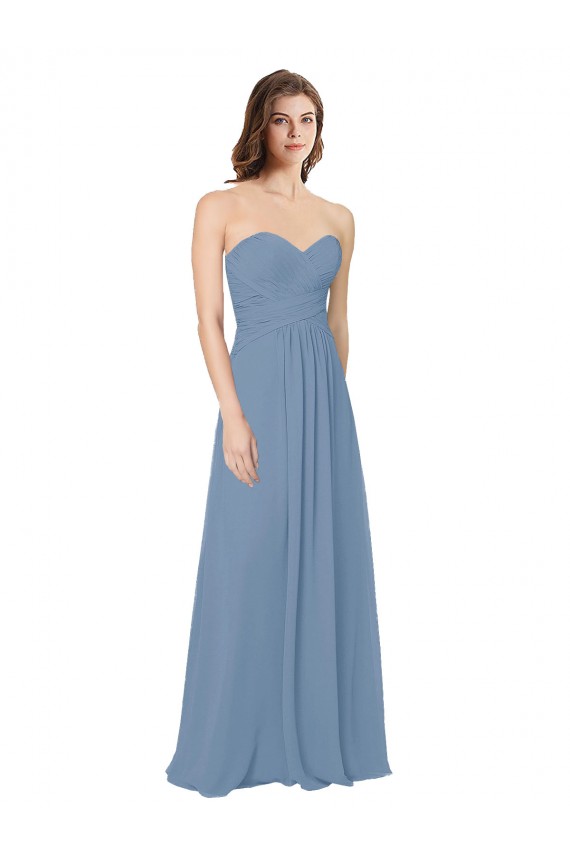 Cheap Chiffon A-Line Wraparound Draping Long Bridesmaid Dress Canada
