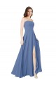 Cheap Strapless Long Chiffon Bridesmaid Dress with Front Slit Canada