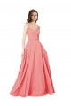 Cheap Crossover Bodice Long Chiffon Bridesmaid Dress with Double Back Straps Canada