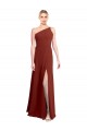 Cheap Fit and Flare One Shoulder Long Chiffon Bridesmaid Dress with High Slit Canada