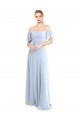 Cheap Off the Shoulder Flutter Sleeves Long Chiffon Bridesmaid Dress Canada