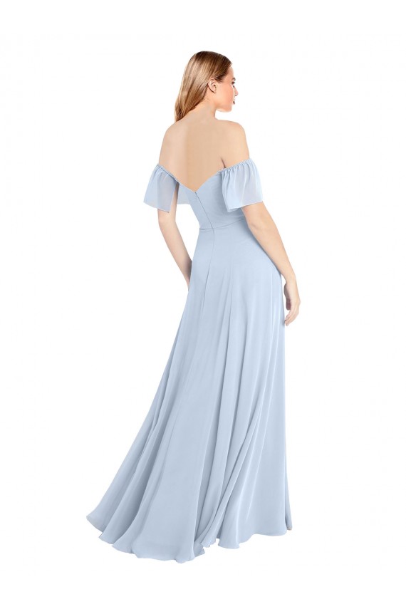 Cheap Off the Shoulder Flutter Sleeves Long Chiffon Bridesmaid Dress Canada