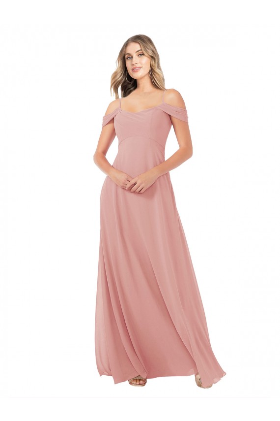 Cheap Draped Shoulder Sash Back Chiffon Bridesmaid Dress Canada