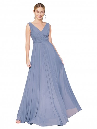 Cheap Floor Length High Neck V-Back Chiffon Bridesmaid Dress / Formal Prom Dress Canada