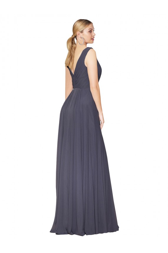 Cheap Floor Length High Neck V-Back Chiffon Bridesmaid Dress / Formal Prom Dress Canada
