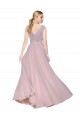Cheap Draped V-Neck Long Chiffon Bridesmaid Dress / Formal Prom Dress with Shirred Bodice Canada