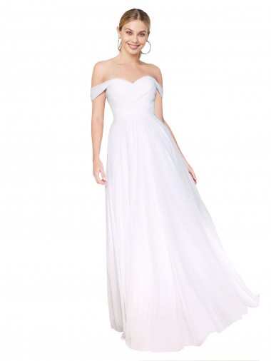 Cheap Off the Shoulder Long Full Length Chiffon Bridesmaid Dress / Formal Prom Dress Canada