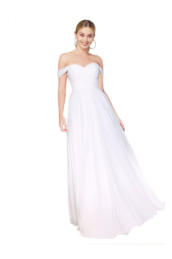 Cheap Off the Shoulder Long Full Length Chiffon Bridesmaid Dress / Formal Prom Dress Canada