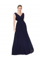 Cheap Draped Long V-Neck Floor Length Chiffon Bridesmaid Dress / Formal Prom Dress Canada
