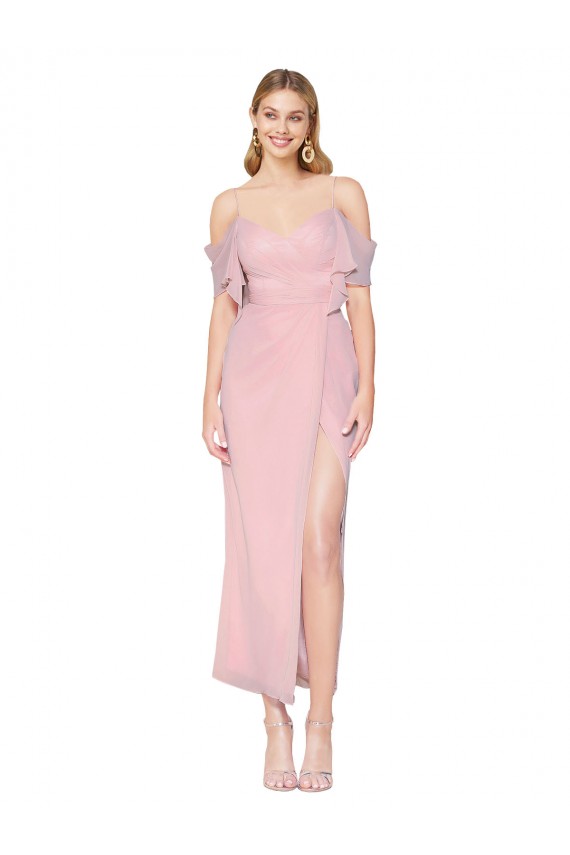 Cheap Mermaid Cold Shoulder Short Knee Length Chiffon Bridesmaid Dress / Formal Prom Dress Canada