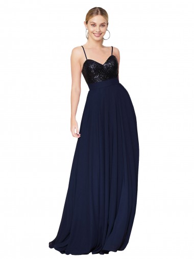 Cheap Sweetheart High Neck Sequin Top Long Chiffon Bridesmaid Dress / Prom Dress Canada